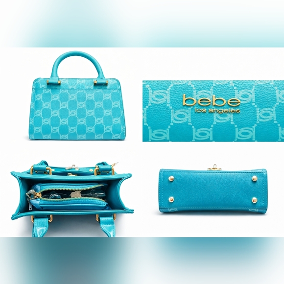 NWT Bebe Turquoise Monogram Satchel | Gold Hardware - Picture 2 of 2